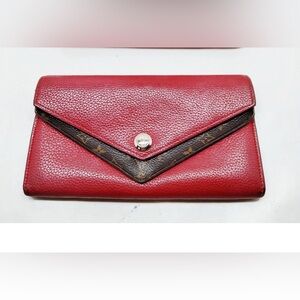 Louis Vuitton Portefeuille Double V Monogram Bifold Wallet Long Red Brow